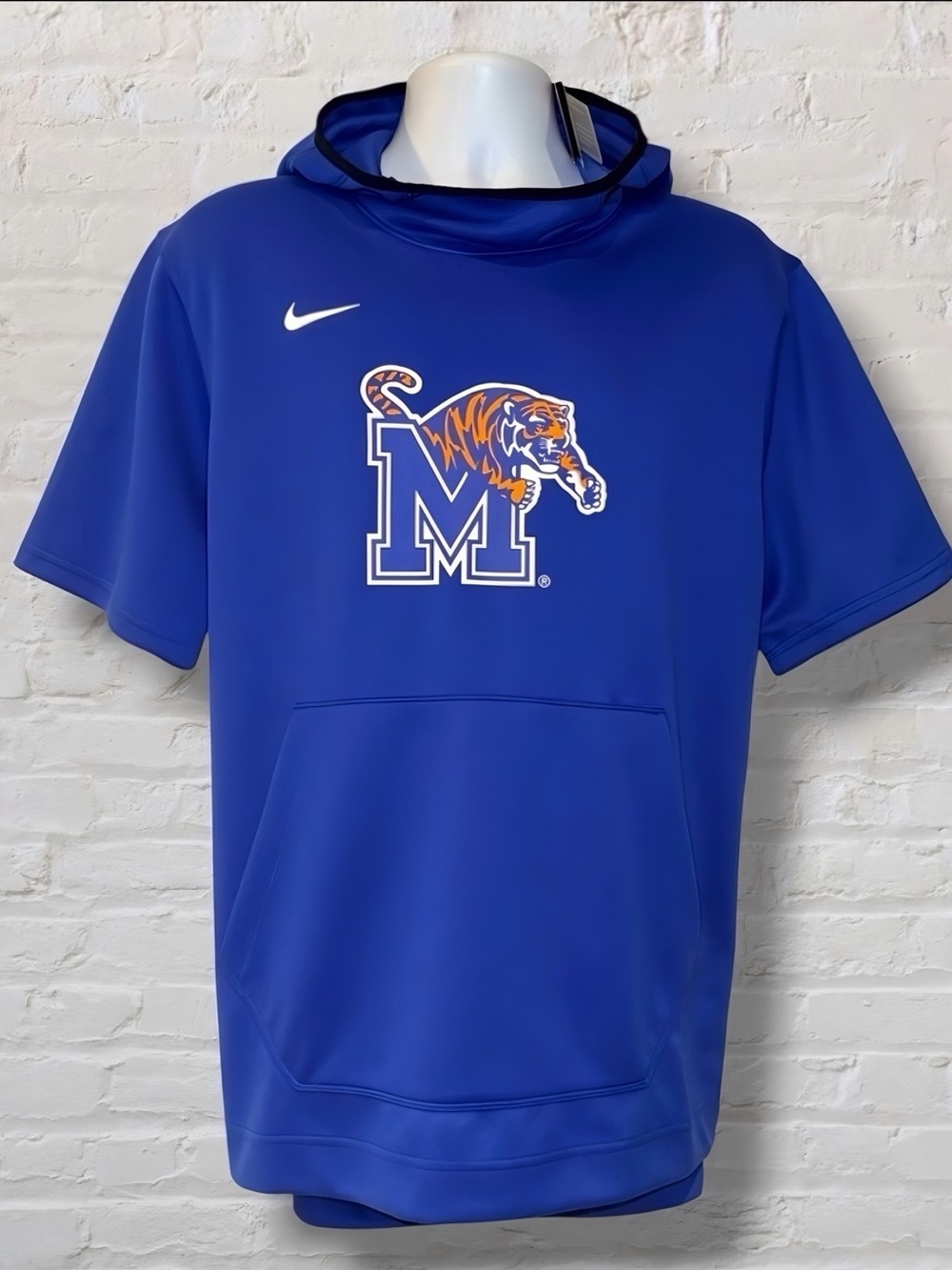 Nike Dri-Fit Memphis Tigers Short Sleeve Hoodie Blue Size L NWT